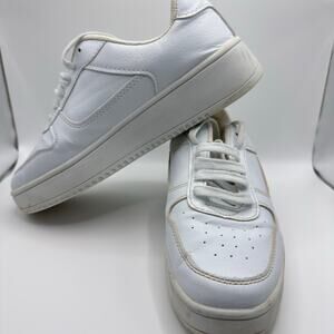No Boundaries All White Faux Leather Wide Width Athletic Shoes Womens Sz 8W EUC